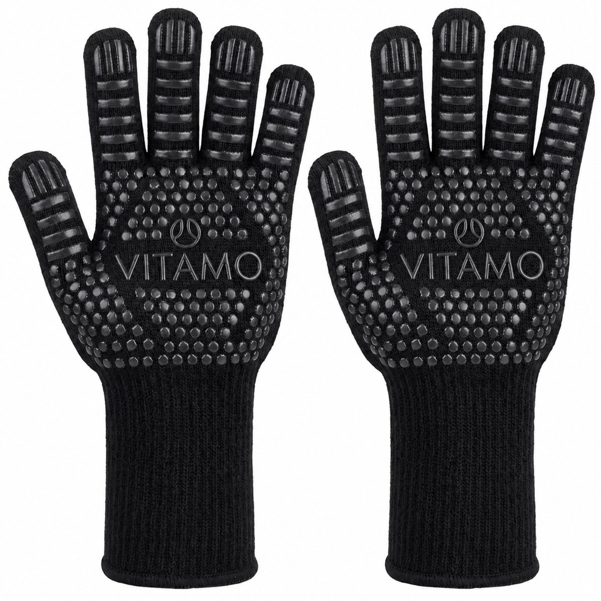 VITAMO Premium BBQ & Oven Handschoenen - Hittebestendig tot 500°C - Ovenhandschoenen - Voor Mannen - EN407 - Zwart - Cadeau Tip