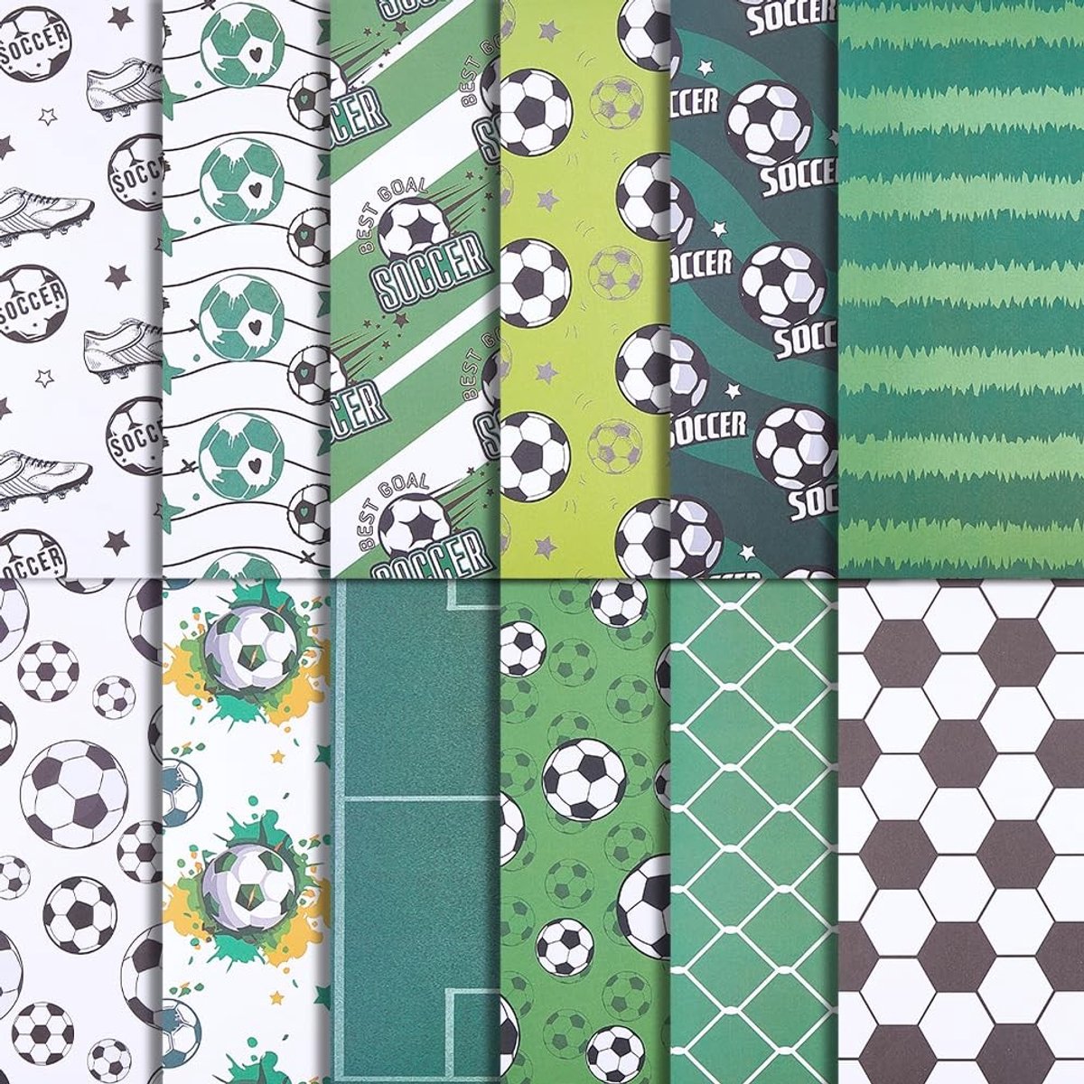 Dailygoods - 24 Stuks Voetbal Scrapbook Papier - Dubbelzijdig 30x30cm voor Creatief Scrapbooking