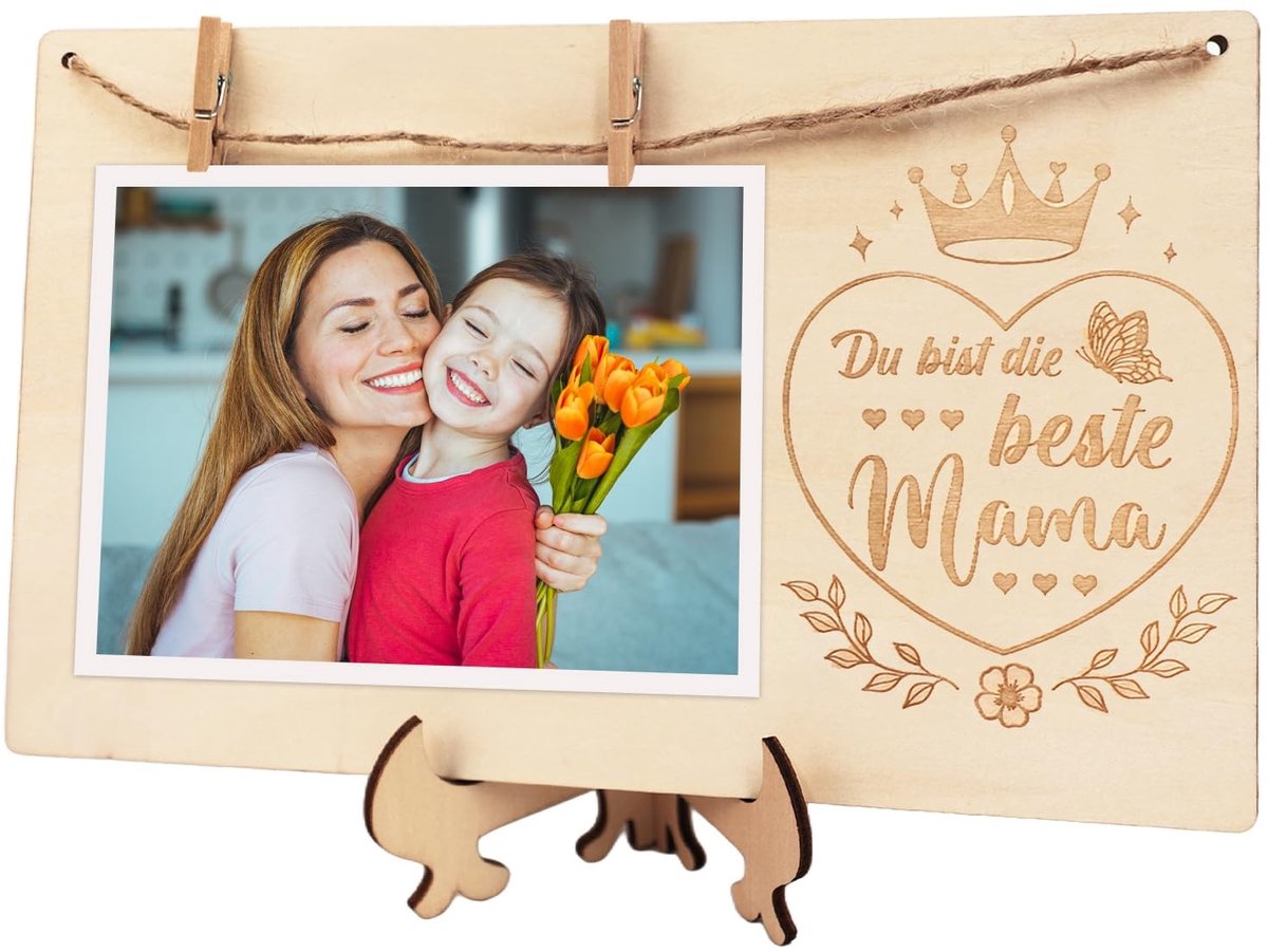 Dailygoods- Fotolijst Houten - Cadeau voor Mama - Verjaardagscadeau - Moederdagcadeau - Kerstcadeau - Valentijnsdag Geschenk - Lijst