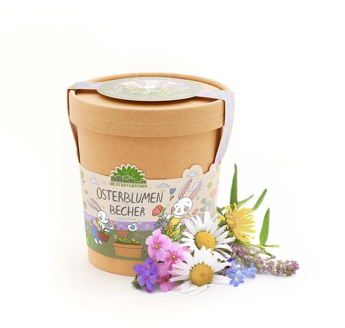 Dailygoods- Kweekset voor Lentebloemen - Bloemzaad - Kokosbrontablet - Milieuvriendelijke Kweekbeker - Duurzaam Cadeau - Ideaal voor Pasen - Zaadset