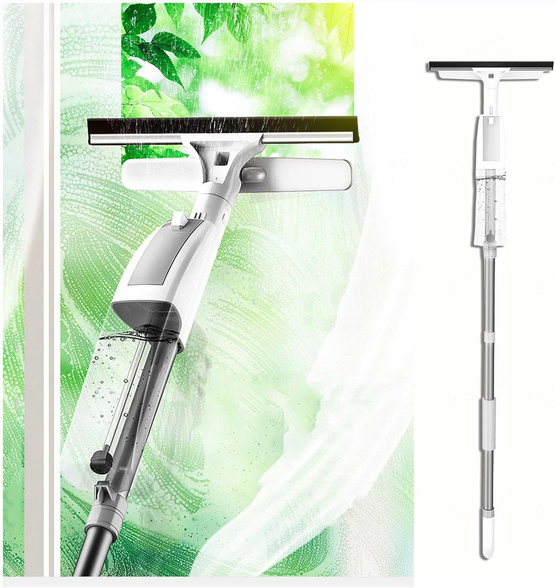 Spuitraam wasset - Ruitenreiniger tool - Glazen Oppervlakken Reinigen - 3-in-1 Ontwerp - Tot 120cm - Grijs