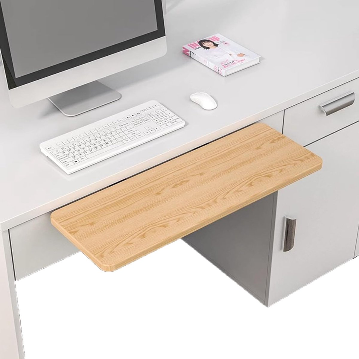 Bureauverlenging Lade - Toetsenbordplatform - Werkruimte Optimaliseren - Opvouwbaar Ontwerp - 64 x 24 cm - Esdoorn