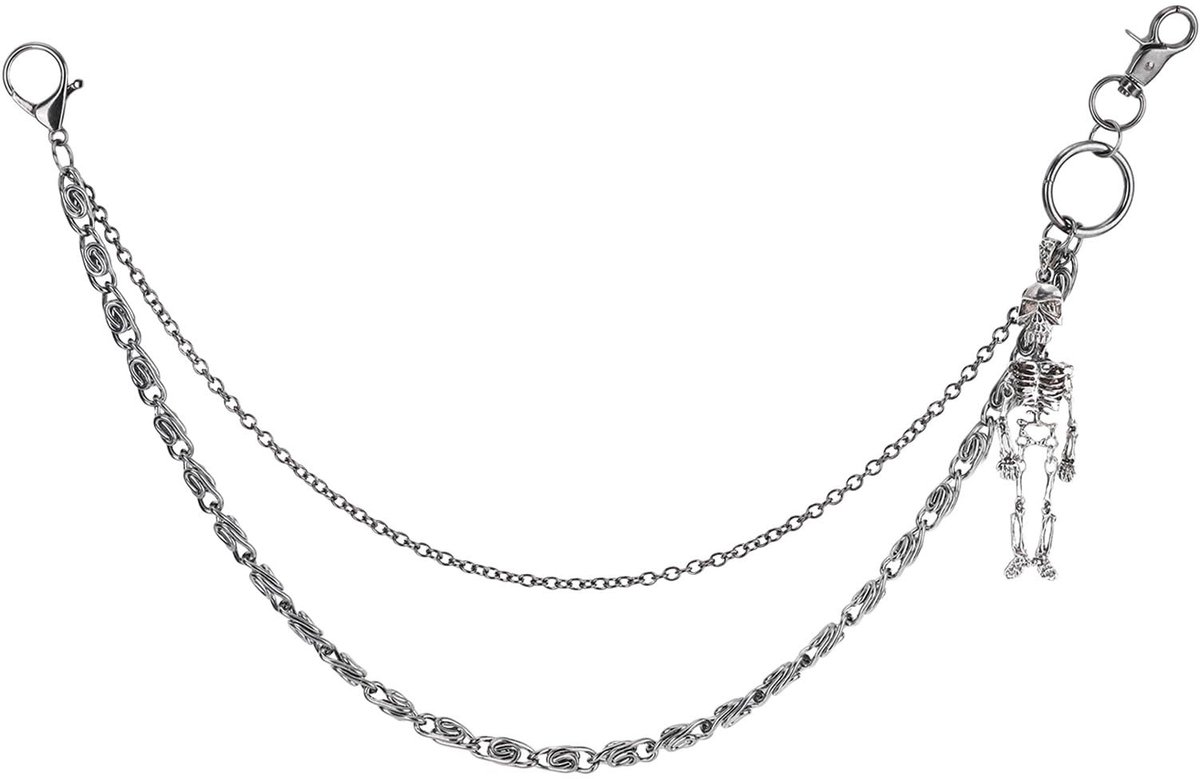 Dailygoods- Portemonnee Ketting Dubbele Laag - Hiphop/Punk Ketting - Zwart Metaal - Karabijnsluiting - Kledingaccessoires - Sterk en Betrouwbaar - Jeansketting