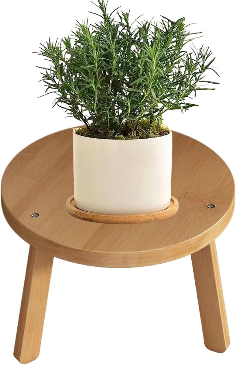 Houten plantenkruk - Voetenbankje verhoging - Planten presenteren - Veelzijdig design - 30x18 cm - Natuurlijk hout