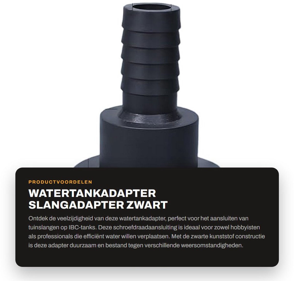 Dailygoods - Watertankadapter - Slangadapter - Zwart - Schroefdraadaansluiting - Geschikt voor IBC-tanks - Tuinslangadapter