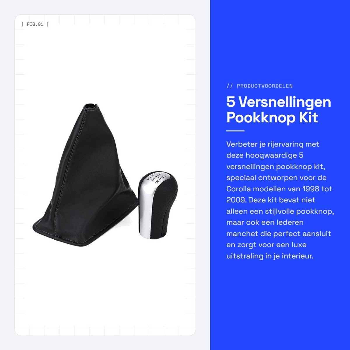 Dailygoods- Pookknop Hoogwaardig PU-leer - Versnellingspook Hoes - Gaiter Boot - Compatibel voor Corolla 1998-2009 - Eenvoudig te installeren - Duurzaam in gebruik