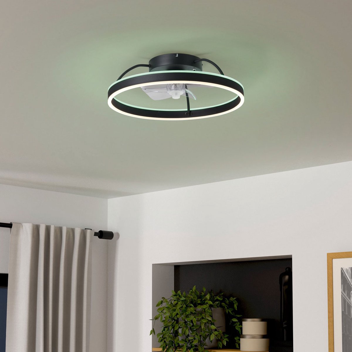 Plafondventilator | 50 cm | plafond ventilatoren | 2 lichts | LED | transparant zwart | kunststof metaal | design functionele moderne verlichting – foto 7