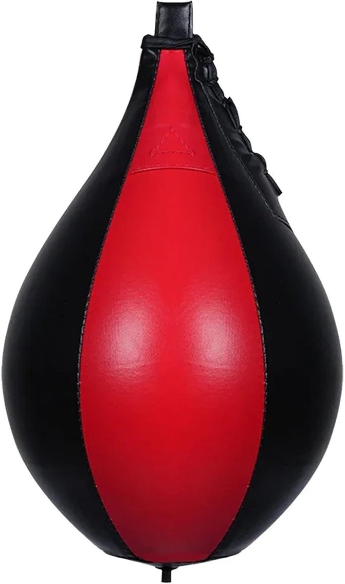 Speedball Bokszak - Boksbal Peervormig - Reflexen Trainen - Duurzaam Kunstleer - 280 x 160 mm - Zwart Rood