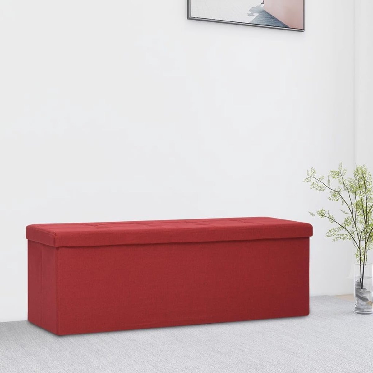 Opvouwbare Zitbank - Opberg Poef - Extra Zitplaats - Met Opbergruimte - 110 cm - Wijnrood