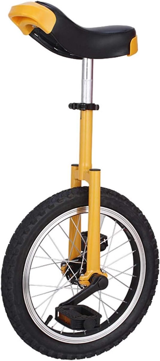 Eenwieler Fiets Balans fiets Buitensport Balans Verstelbare Zadelbuis 16 18 20 inch Geel