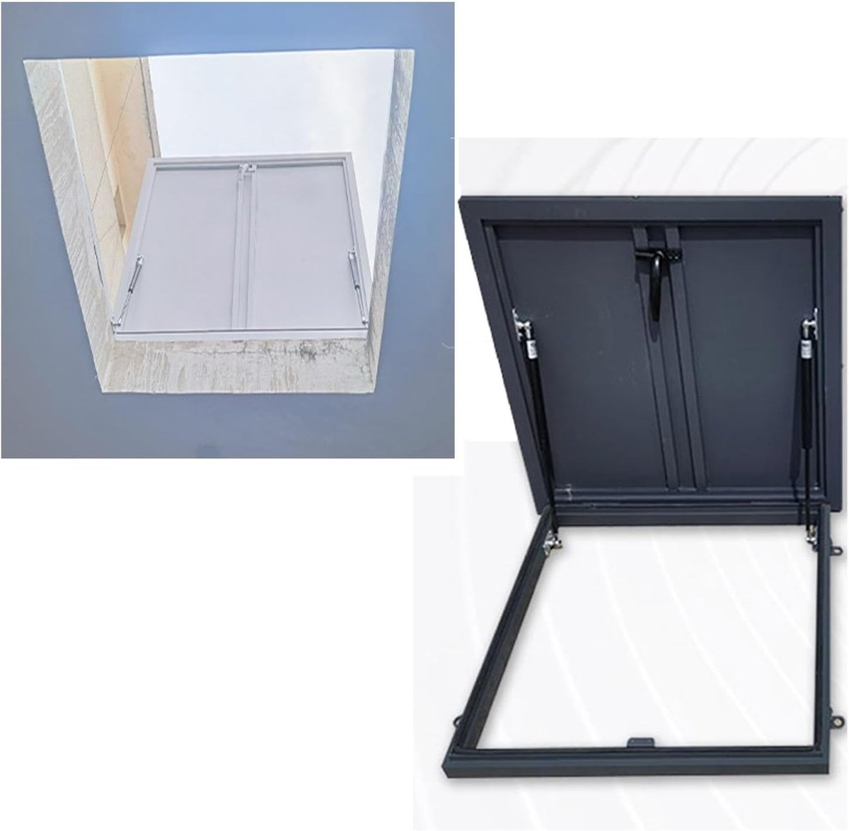 Dakluik Aluminium - Dakraamafdekking Putdeksel - Toegang Dak - Waterdichte Afdichting - 60 x 60 cm - Grijs