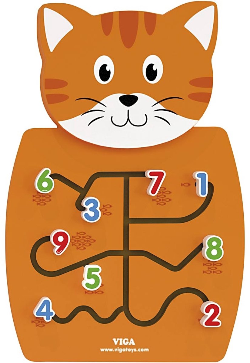 Viga Toys Wandspeelbord Kat 36 X 55 Cm Oranje