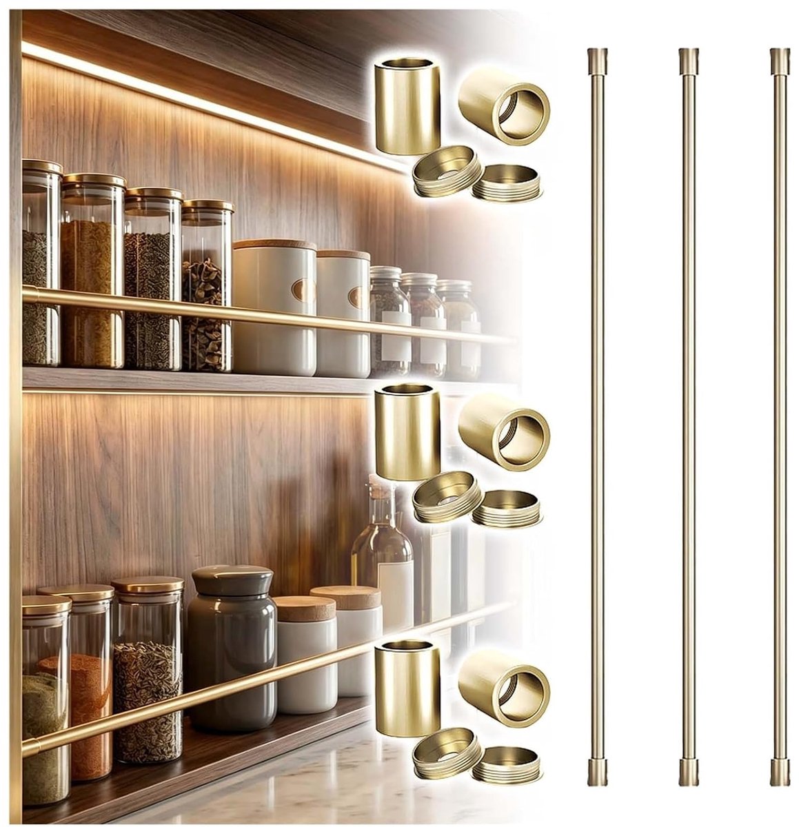 Plank Leuning - Veiligheidsstang - Spullen Opbergen - Versterkt Ontwerp - 30.5 cm - Goud