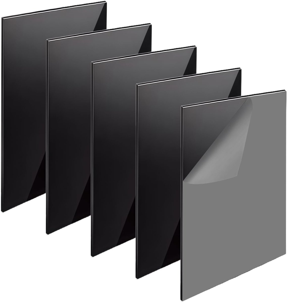 Dailygoods- Acrylplaat Zwart 20 x 30cm - 5 Stuks - Kunststof Plaat 2mm - Onbreekbaar - Gladde Randen - Beschermfolie - Kunststofplaat