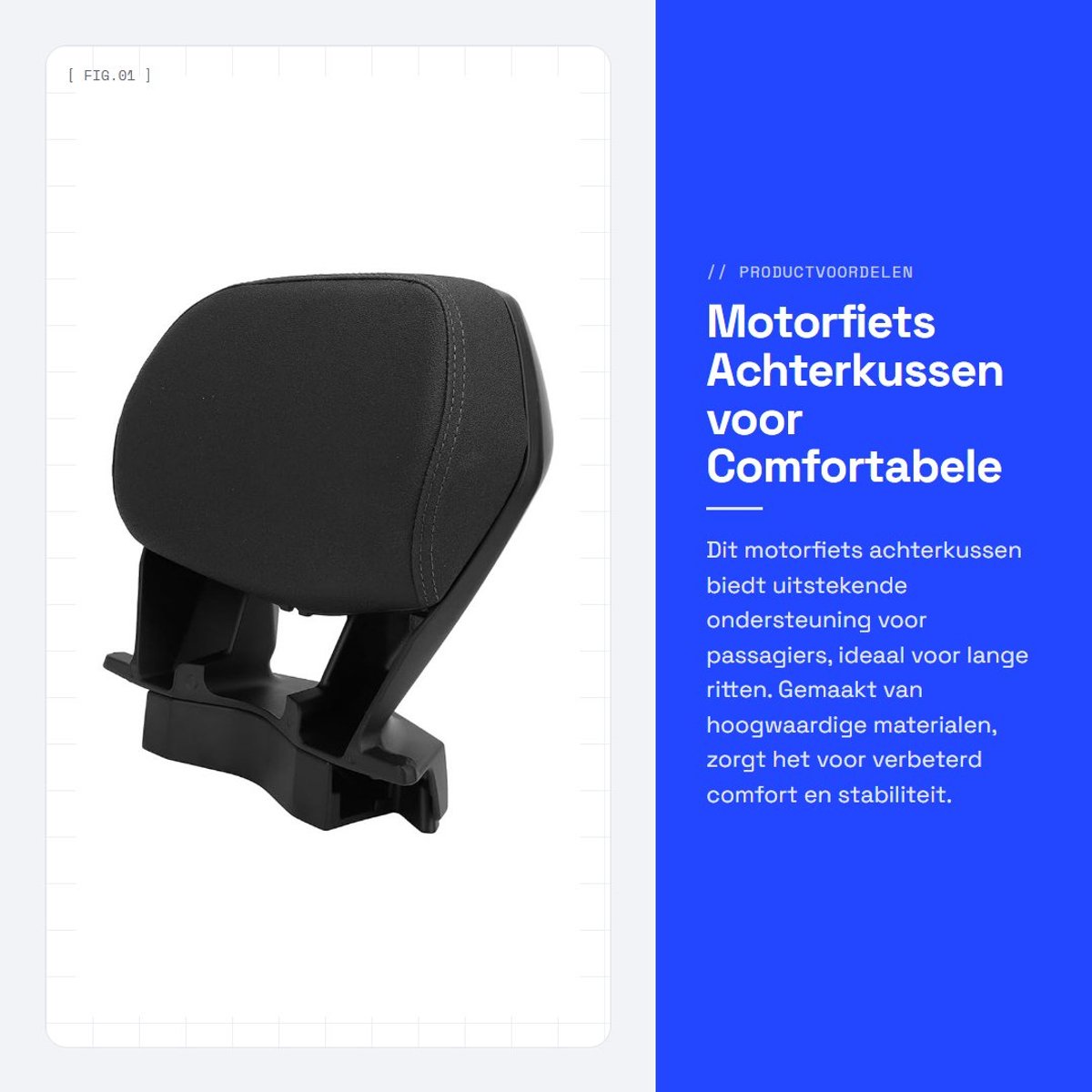 Dailygoods- Sissy Bar Achtersteun - Motorfiets Rugsteun - Comfortabel Kussen - Verstelbare Beugel - Lumbale Ondersteuning - Vermindert Windweerstand