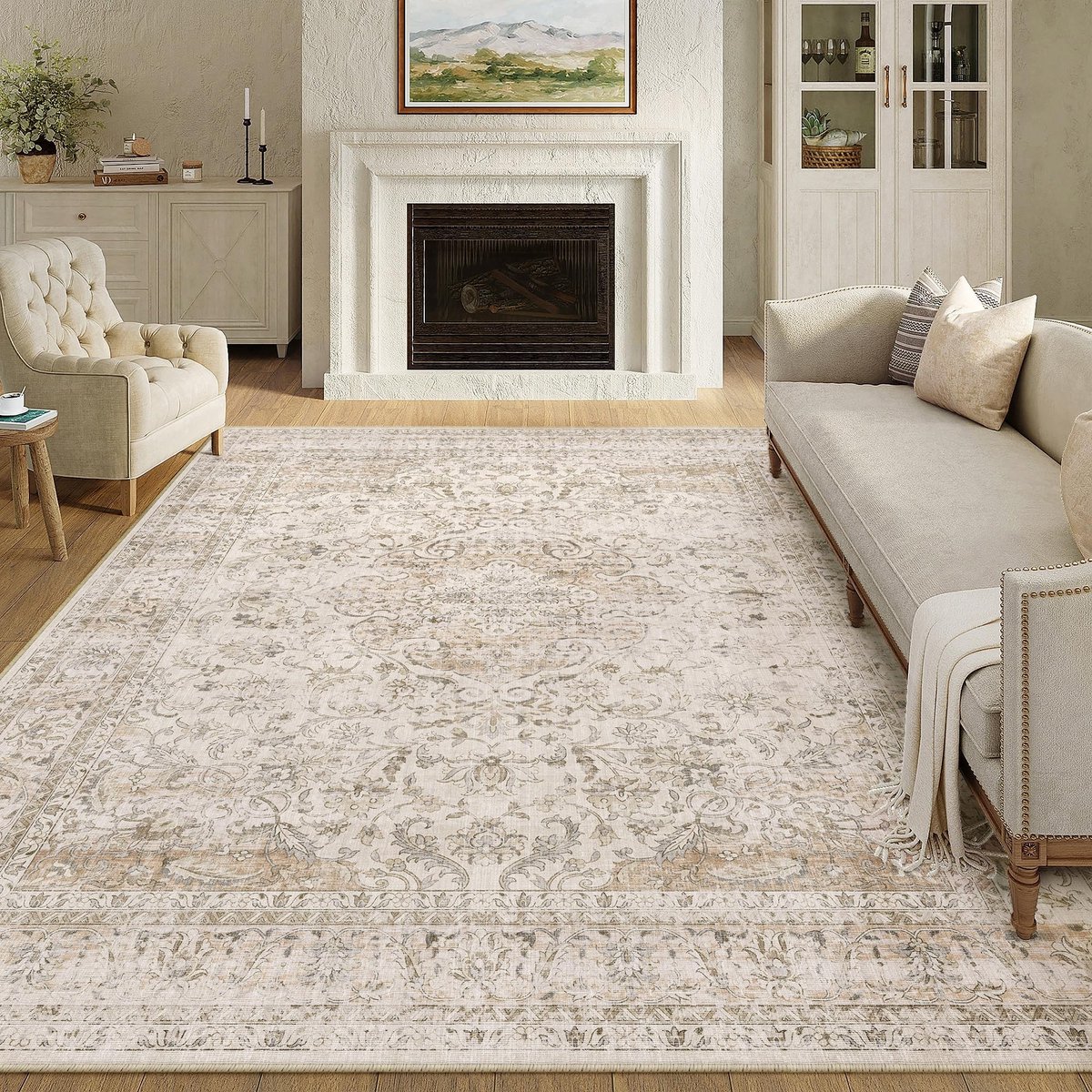 Dailygoods- Vloerkleed Groot 300x400cm - Vintage Tapijt - Antislip - Machinewasbaar - Duurzaam Polypropyleen - Geschikt voor Woonkamer/Slaapkamer