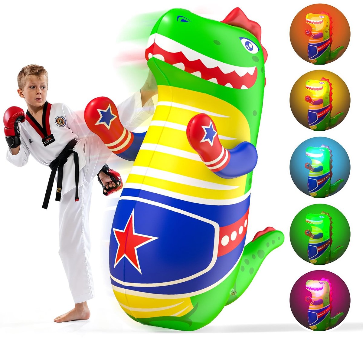 Dailygoods- Bokszak Opblaasbaar - Staande Bokszak - Voor Kinderen 3-10 Jaar - Geschikt Voor Karate/Taekwondo - Cadeau Voor Jongens/Meisjes - Lichtgewicht Design - Stootzak