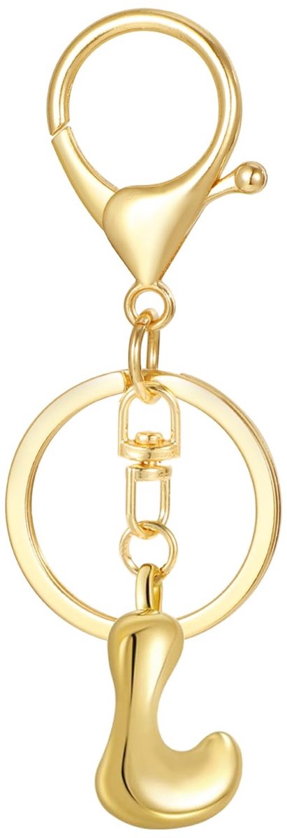 Dailygoods- Sleutelhanger Gouden Bubbelletter - Sleutelhanger Auto - Sleutelhanger Tas - Sleutelhanger Charms - Sleutelhanger Accessoires - 8 cm lengte - Tasbedel