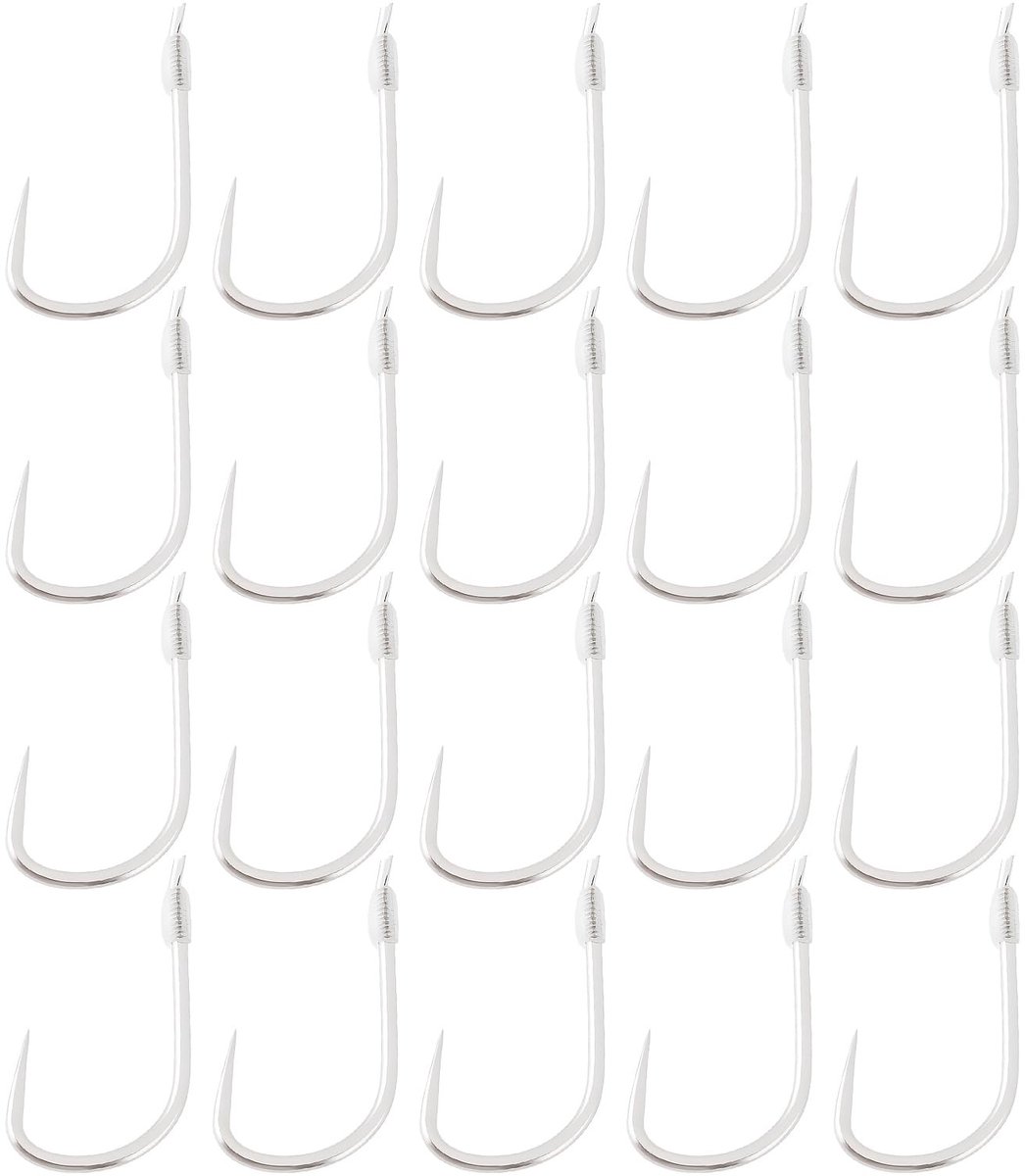 Dailygoods- Vishaken 20 Stuks - Weerhaakloze Vishaak - 45 Cm Nylon Lijn - Koolstofstaal - Hoge Sterkte - Corrosiebestendig - Vislijn