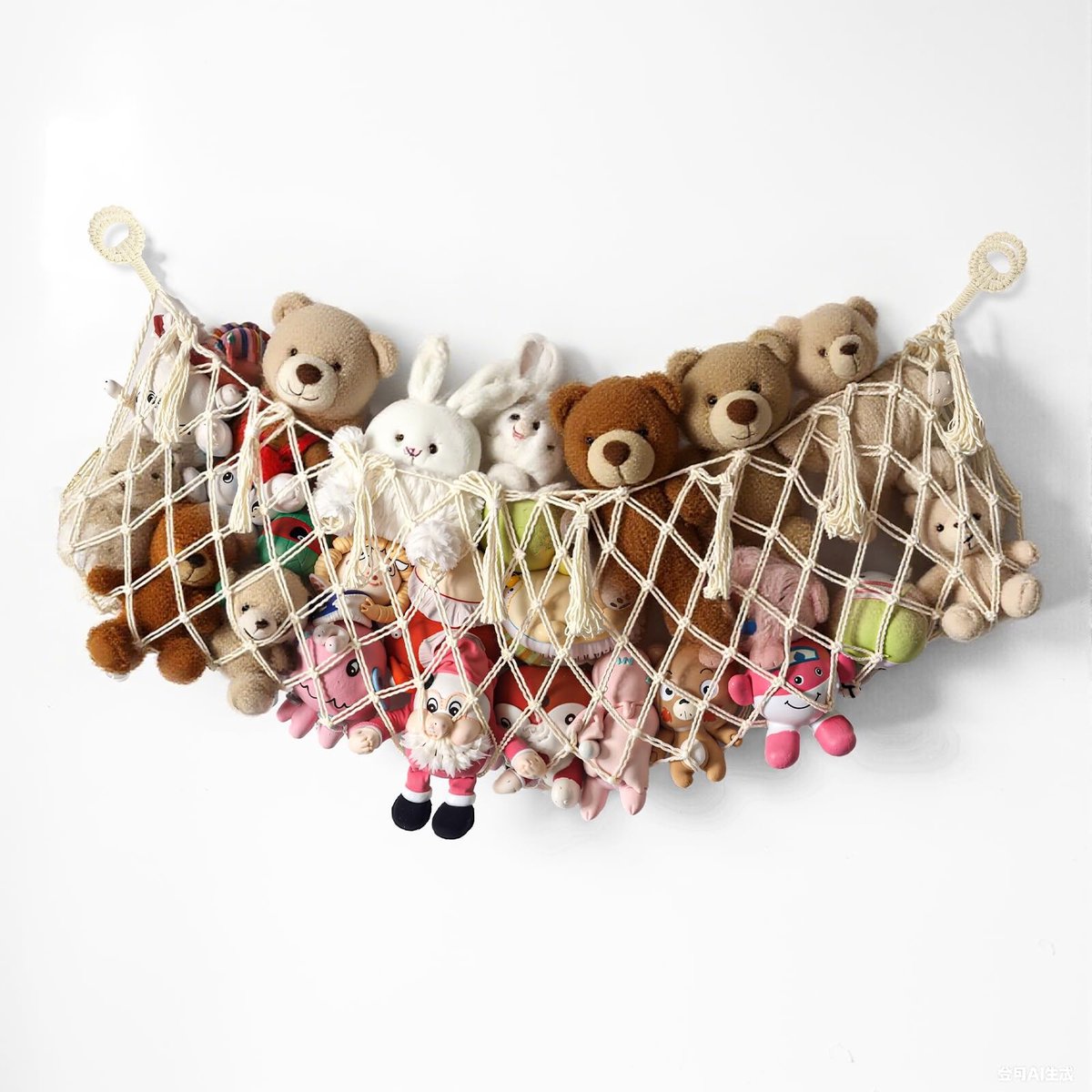 Dailygoods- Knuffeldier Net - Macramé Hangmat - Speelgoednet - Organizer voor Slaapkamer - Ruimtebesparend - Duurzaam Katoen - Speelgoedopbergnet