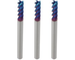 Dailygoods- Freesboor HRC 65 - 4 Bladen - 4mm Schachtdiameter - Blauwe Nano Coating - CNC Bewerking - Snijdiameter 4mm - Helix Hoek 45° - Frees