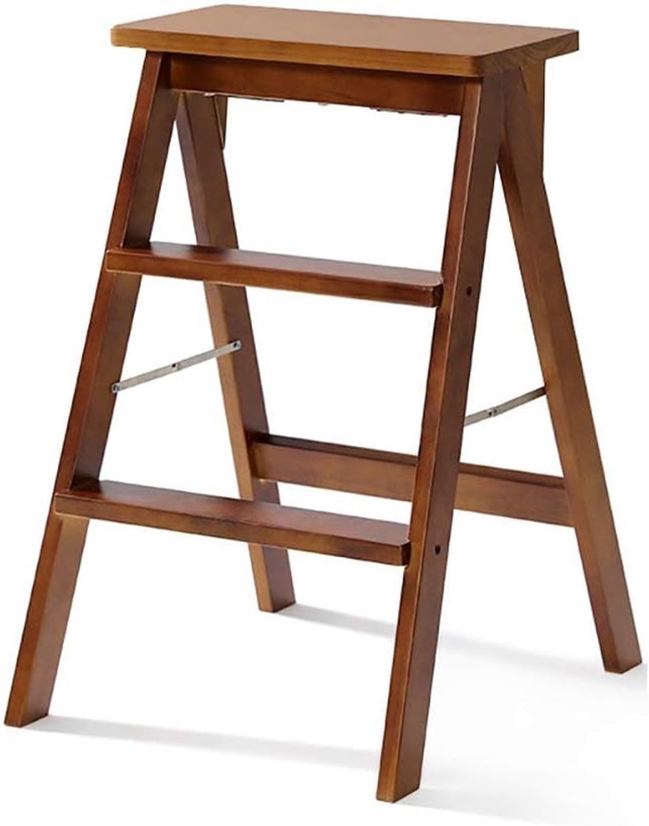 Houten Opstapje - Krukje Bankje - Hoge Planken Bereiken - Opvouwbaar Ontwerp - Niet Gespecificeerd - Bruin