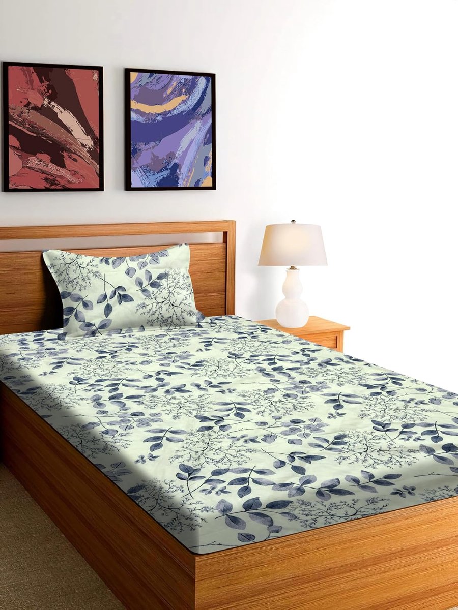 Hoeslaken met Kussensloop - Bedlaken Lakenset - Bed Opmaken - Elastiek Rondom - 91 x 198 c