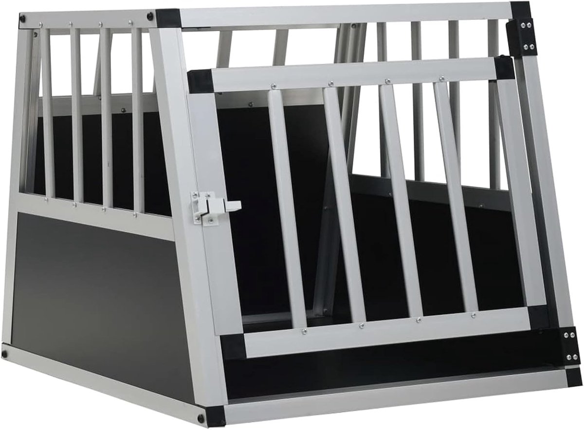 Hondentransportbox - Hondenkooi Auto - Veilig Vervoer - Met Kunststof Hoeken - 54 x 69 x 50 cm - Aluminiumkleurig