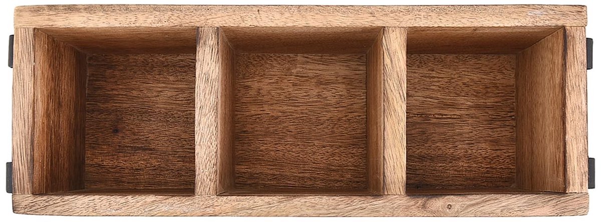 Dailygoods- Bestekbak 3 Compartimenten - Houten Keukengerei Houder - Multifunctionele Organizer - Duurzaam Mangohout - Ruim en Stevig - Decoratieve Caddy