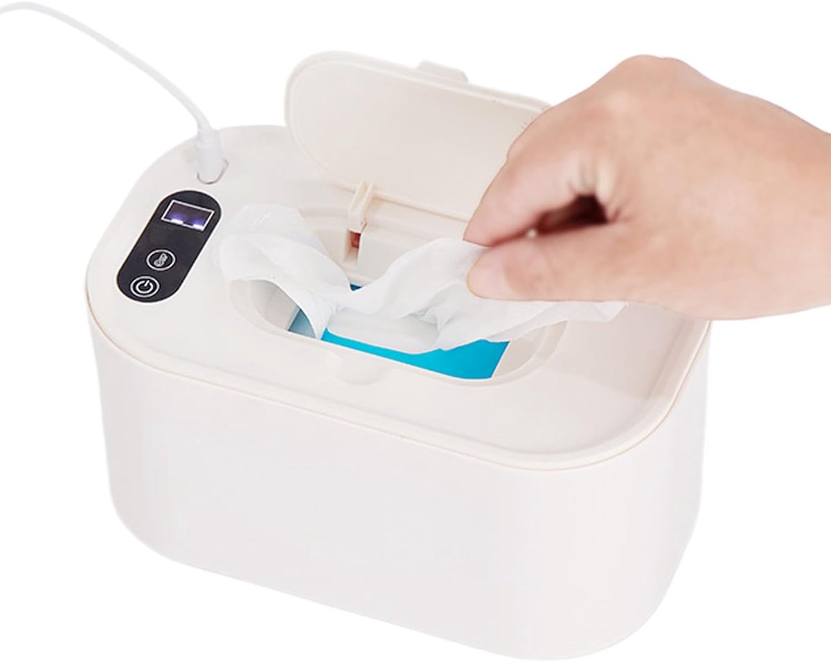Babydoekjes Warmer - Doekjesverwarmer Baby - Comfortabel Luiers Verwisselen - Gelijkmatige Verwarming - 21.6 x 13.6 x 12.5 cm - Wit