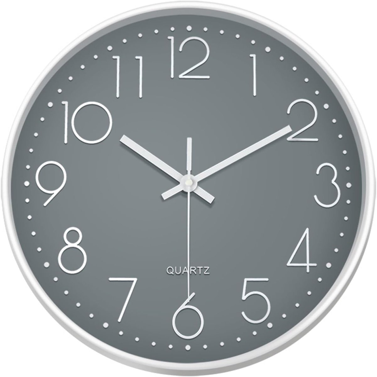 Stille Wandklok - Moderne Klok - Tijd Weergeven - Niet-tikkend Uurwerk - 30 cm Diameter - Grijs
