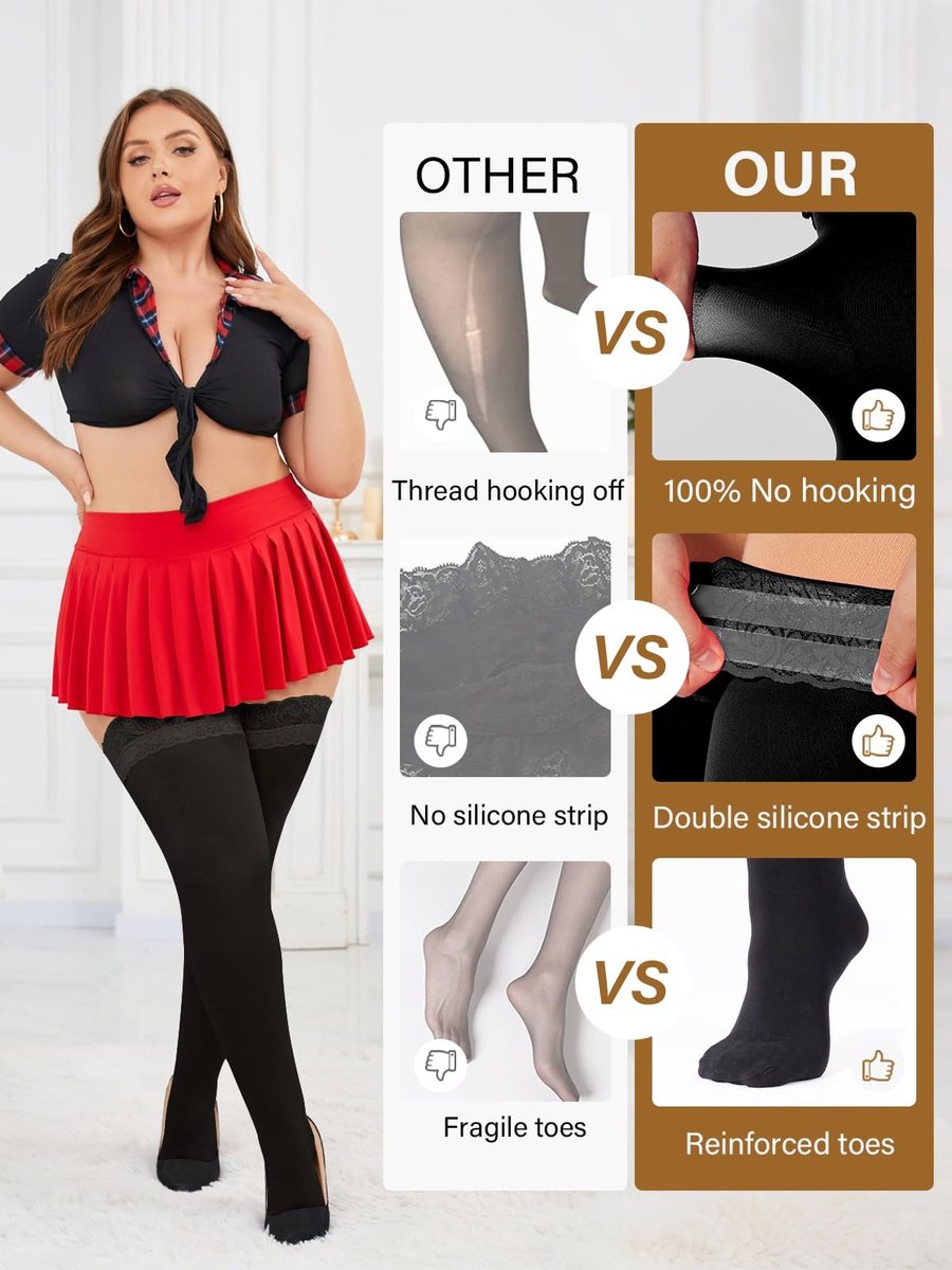 Dailygoods- Kniekousen Dames 55 Denier - Kanten Overknee Sokken - Antislip Siliconen - Plus Size - Rekbaar tot 91,4 cm - Blijft Goed Zitten - Overknee Kousen