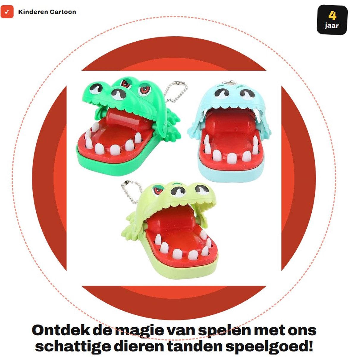 Dailygoods- Bijtspeelgoed Set 3 Stuks - Dierentanden Spel - Tandenspeelgoed - Multiplayer Fun - Veilig Kunststof - Levendig Ontwerp - Speelgoed