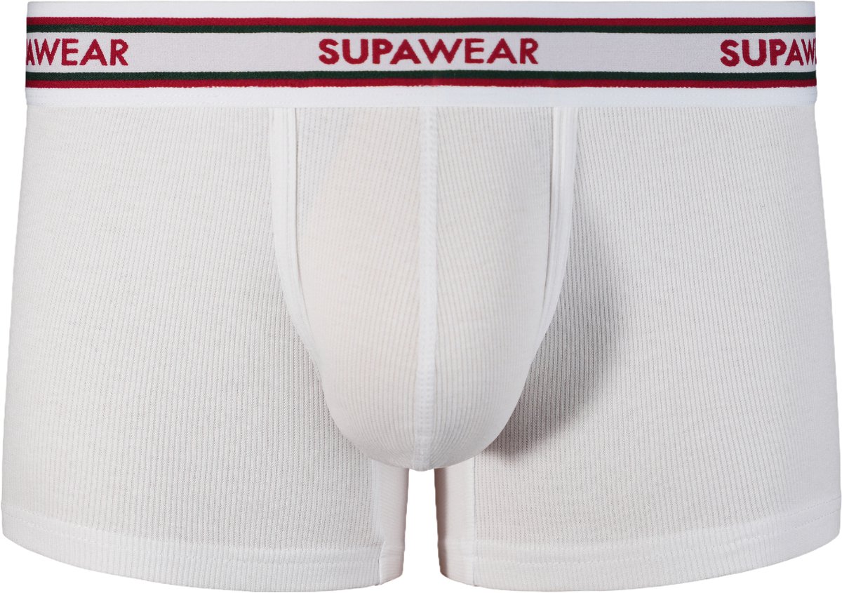 SUPAWEAR Ribbed Varsity Trunk White - MAAT XL - Heren Ondergoed - Boxershort voor Man - Mannen Boxershort