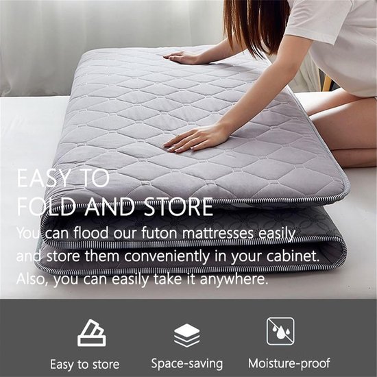 Vloermatras Futon - Japanse mat - Comfortabel slapen - Opvouwbaar ontwerp - 60x120cm - Blauw — afbeelding 4