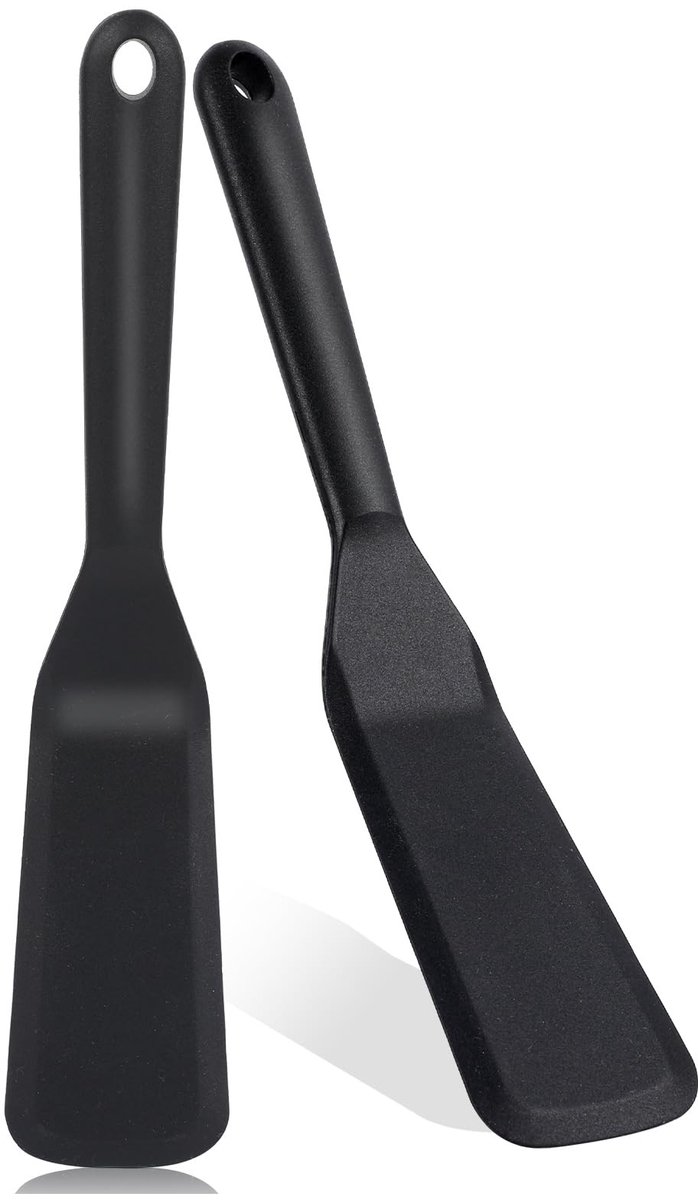 Dailygoods - Siliconen Spatels Set van 2 - Antiaanbak Kookspatels - Hittebestendig - Zwart