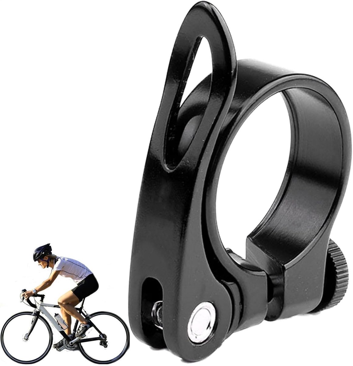 Fietszadelklem - Zadelpenklem - Comfortabel Fietsen - Aluminium Legering - 30.2-31.9mm - Zwart