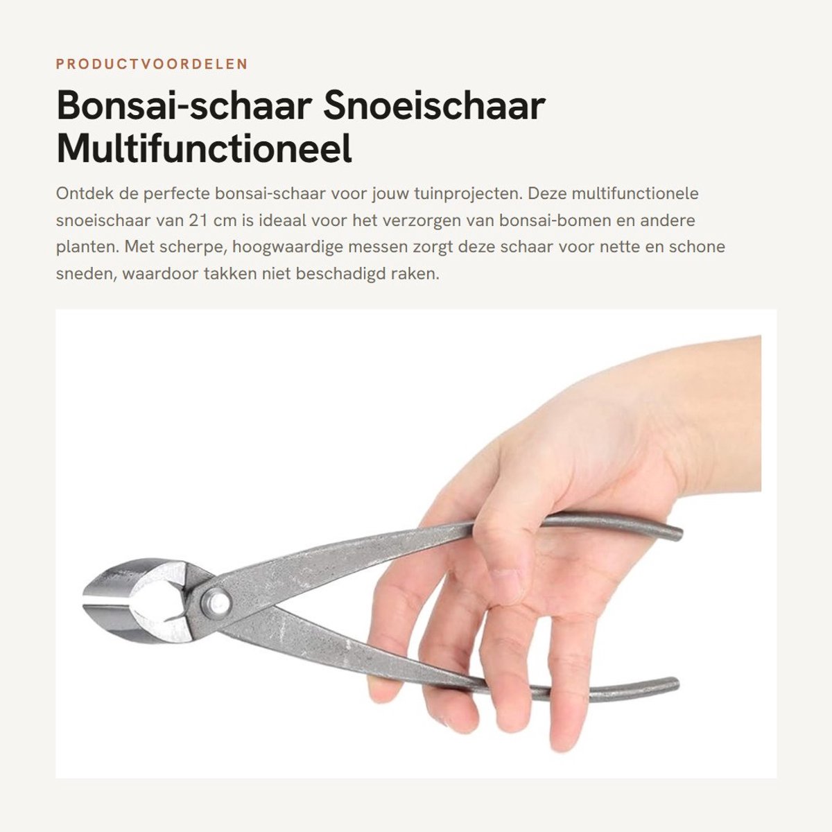 Dailygoods- Bonsai-Schaar 21 cm - Multifunctionele Knevelsnijder - Snoeischaar van Koolstofstaal - Nauwkeurige Sneden - Ideaal voor Bonsai-Gereedschap