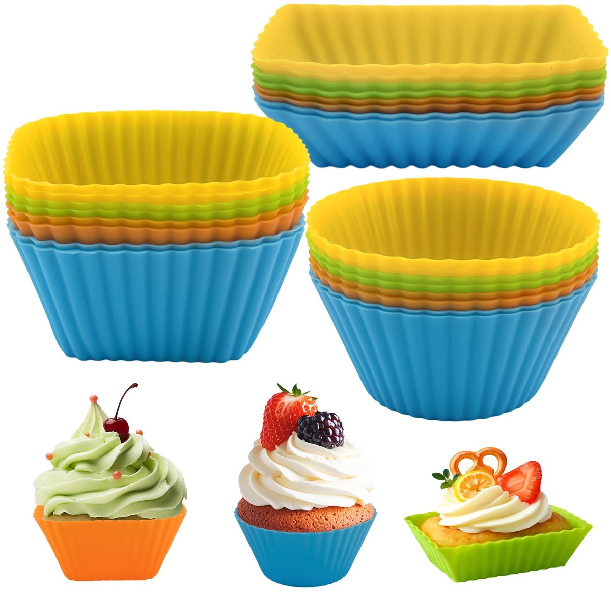 Dailygoods- Muffinvormen 24 stuks - Siliconen Bakvormen - Herbruikbaar - Multifunctioneel - Mallen - Eieren/Pannenkoeken