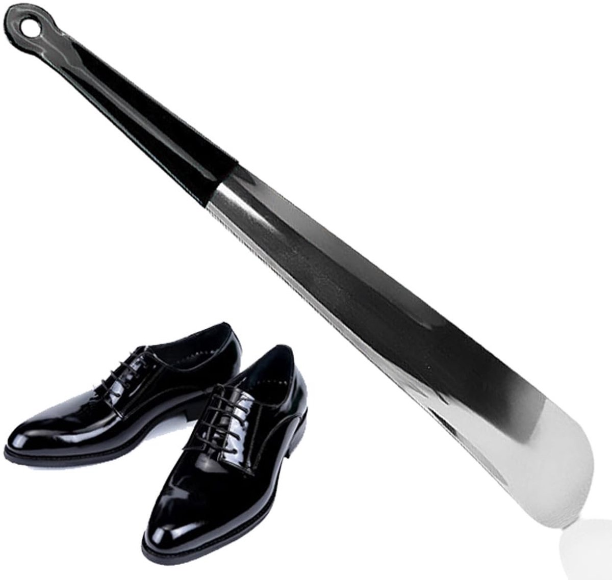 Lange metalen schoenlepel - Ergonomisch en handig - 30 cm - Zilver - Roestvrij staal