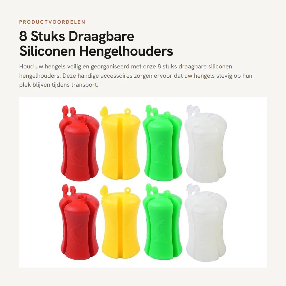 Dailygoods - 8 Stuks Draagbare Siliconen Hengelhouders voor Veilig Transport