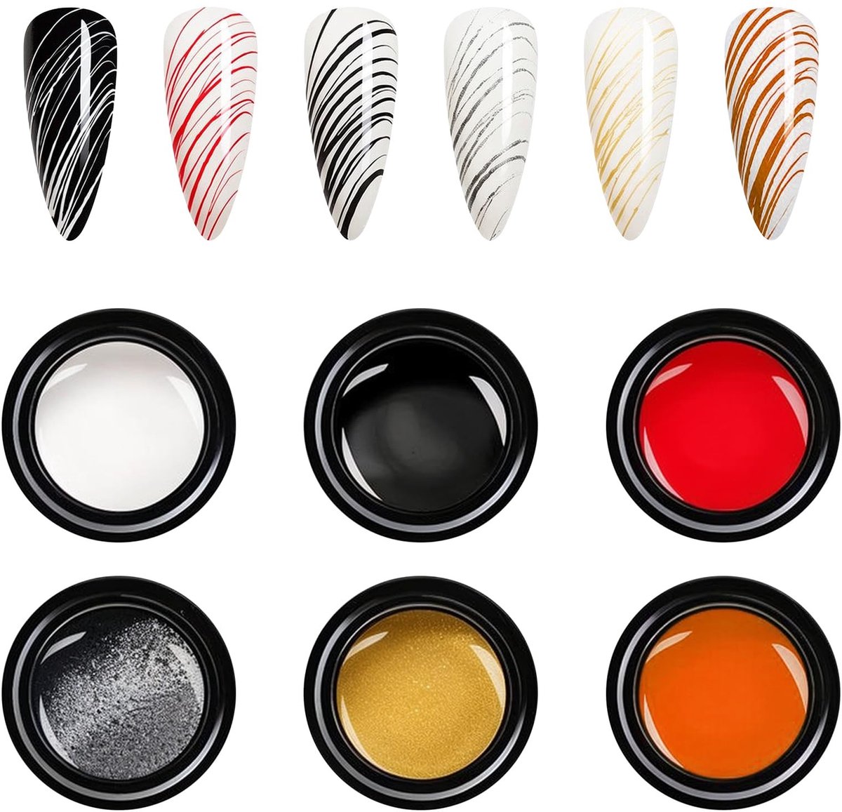 Dailygoods - Set van 6 Spider Nagelgel voor Professionele Nail Art