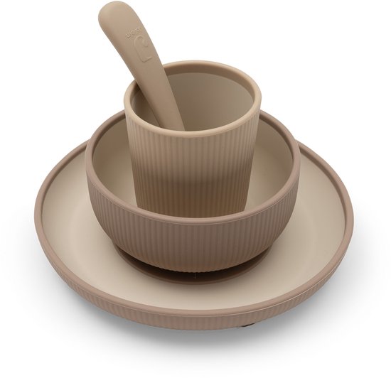 Jollein Kinderserviesset Siliconen - met Bord, Kom, Beker - Natural Shades van Jollein — afbeelding 5