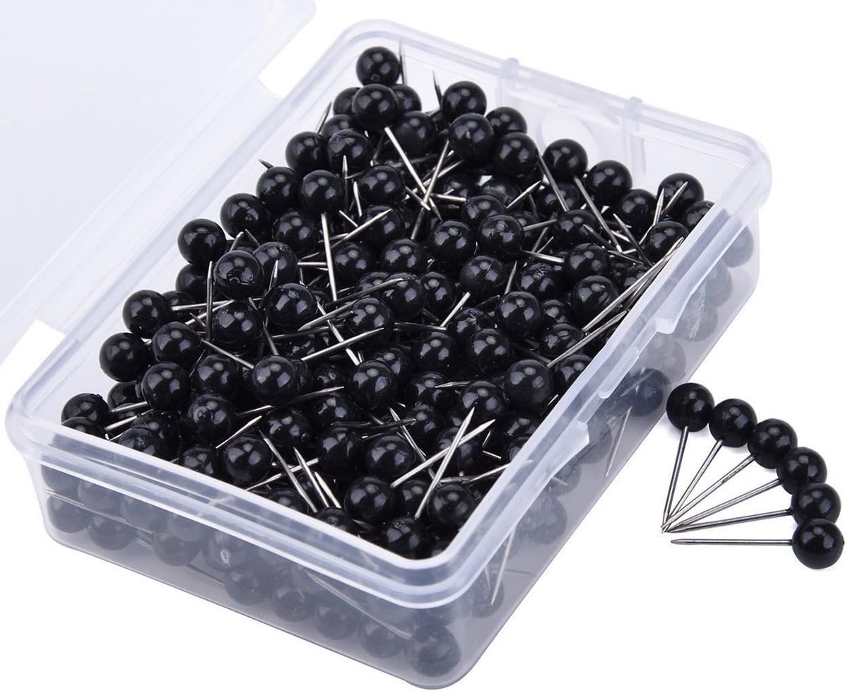 Dailygoods- Steekspelden 300 Stuks - Ronde Kop - Kunststof/Staaldraad - Duurzaam - Herbruikbaar - Voor Kurkbord/Prikbord - Priknaalden