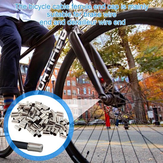 100 stuks metalen mountainbike-remhulzen, eindhulzen, remkabel, bruikbaar voor versnellingskabel fiets remkabel van Merkloos	 — afbeelding 5