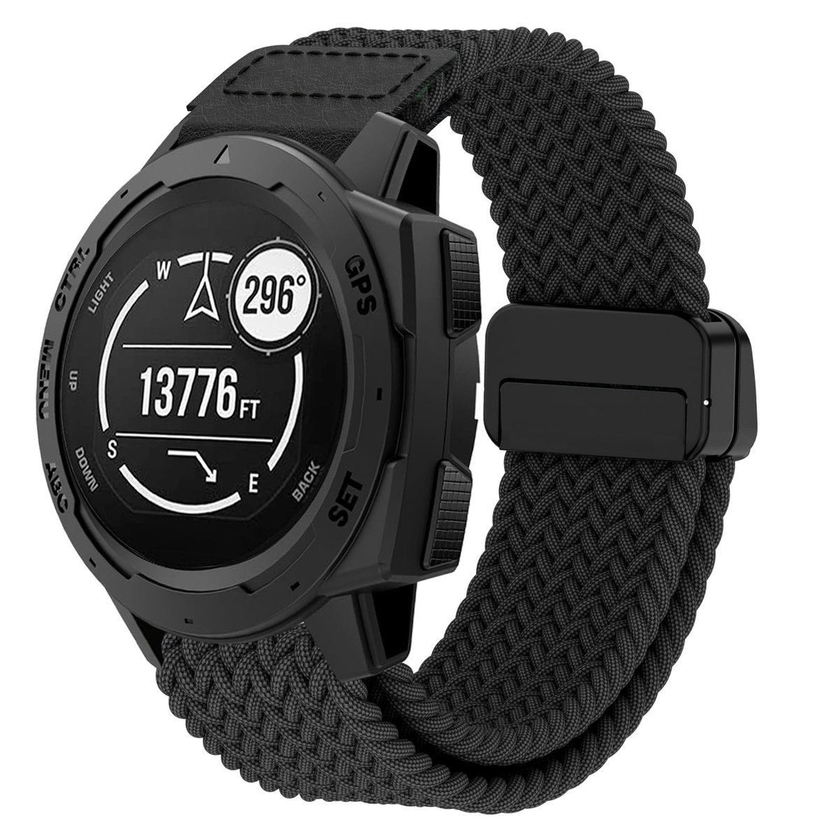 Dailygoods- Horlogeband 22 mm - Zacht/rekbaar nylon - Magneet sluiting - Compatibel met Garmin Instinct - Instinct 2/2 Solar - Schokbestendig - Horlogearmband