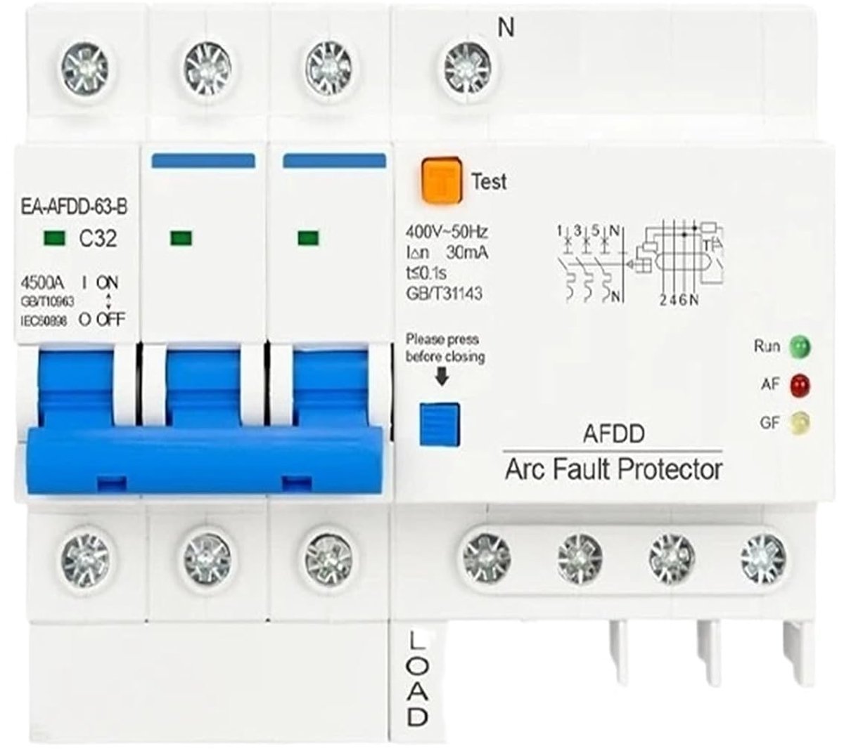 Stroomonderbreker - Hoofdschakelaar - Elektrische Beveiliging - Lekbeveiliging - 2P 10A - Grijs