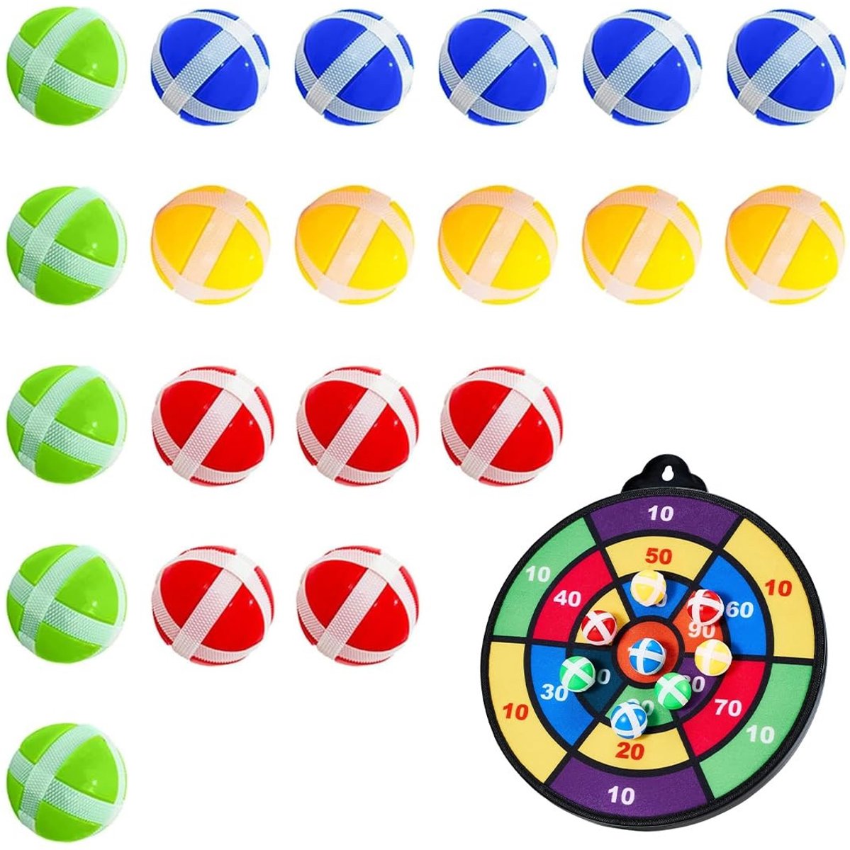 Dailygoods- Klittenbandballen 20 Stuks - Vervangende Ballen - Klittenband Spel - Kinderdarts - Veilig en Hechtend - Compact en Lichtgewicht - Dartballen