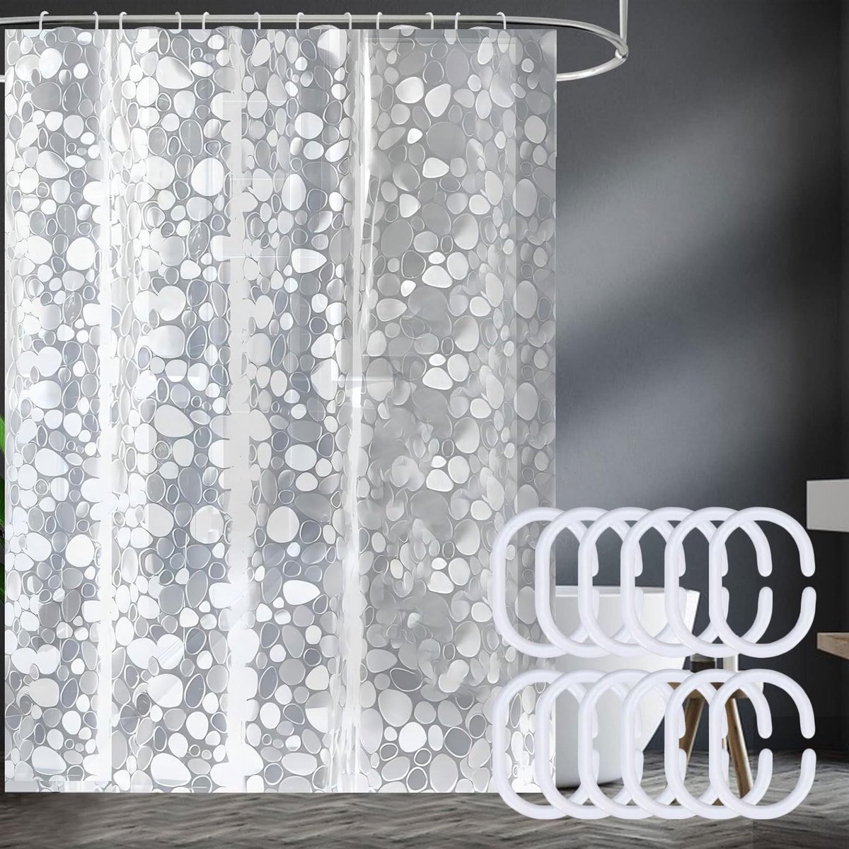 Dailygoods - Badgordijn, schimmelwerend, douchegordijn, 180 x 200 cm, douchegordijnen, waterdicht, douchegordijnen, badgordijn, douchegordijn voor badkamer