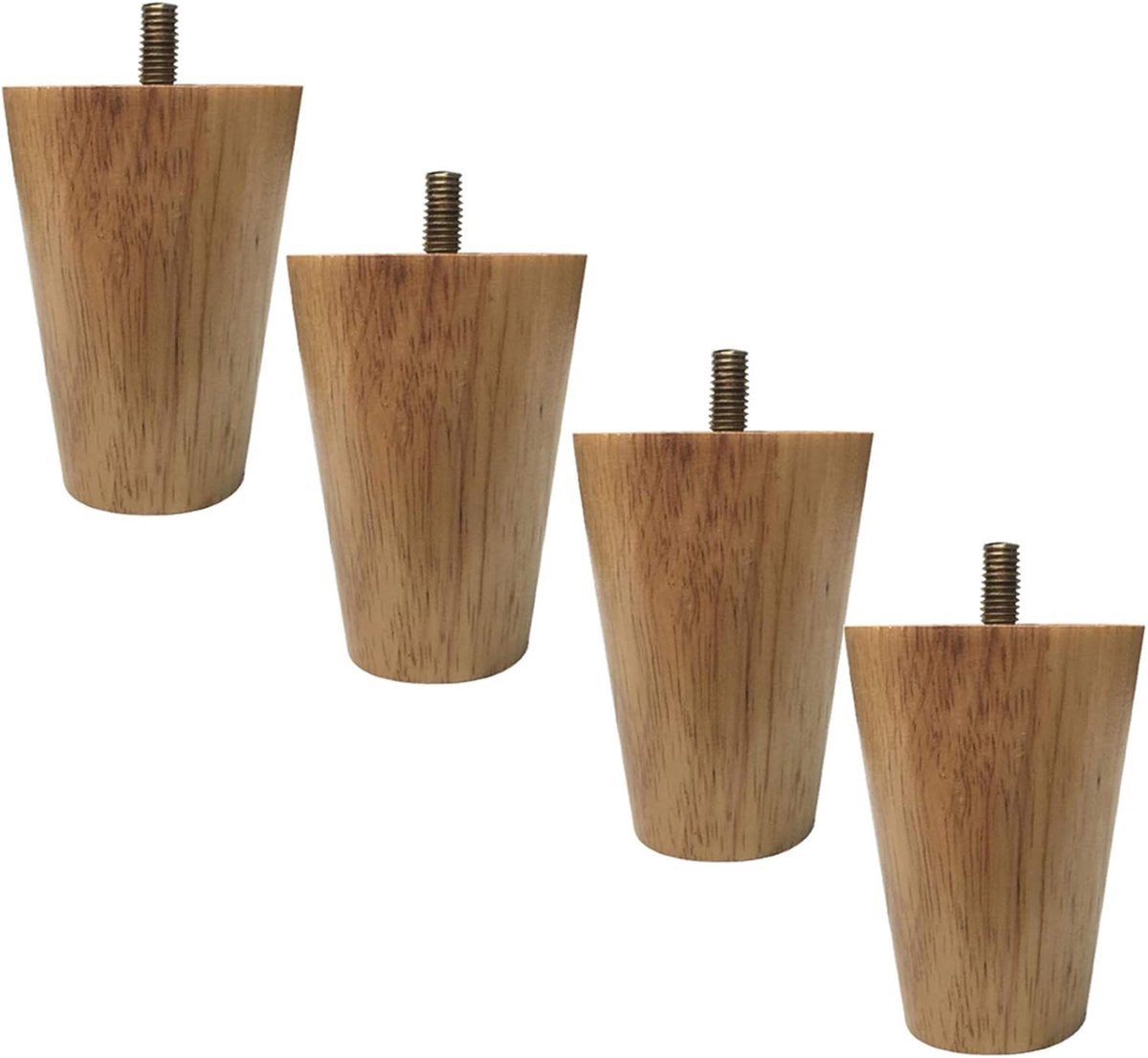 Set bankpoten - Houten meubelpoten - Meubels verhogen - Massief rubberhout - 20 cm - Houtkleur